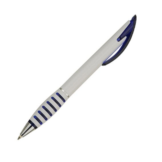 塑膠按動廣告筆 - 卡西亞 塑料按動筆, 白色筆桿,彩色筆夾及嵌入式護套,電鍍筆尖, 黑色筆芯, 碳化鎢鋼珠 客製 - 卡西亞 8201_pen_2