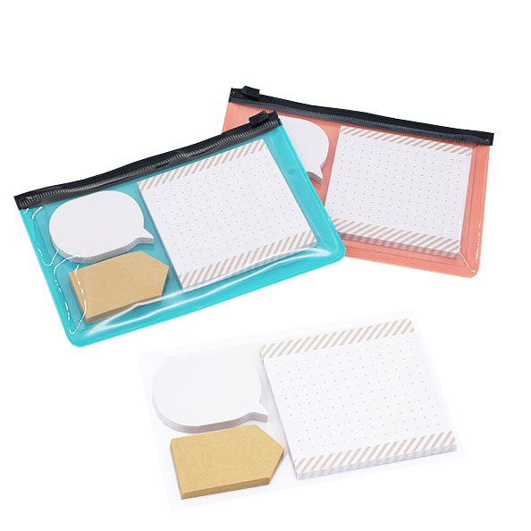 防水袋便條紙 - 卡西亞 防水袋便條紙:防水袋內裝三份便條紙,滑動自封口隨意使用,有效防止打濕內部紙張。 便條紙尺寸:75x75mm, 50x30mm, 50x40mm, 個50張 便條紙固定在透明塑膠背板上,不易雜亂。 客製 - 卡西亞 22169_Sticky_Memo_with_Bag_01