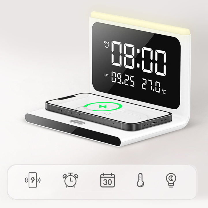 多功能數字萬年曆無線充 - 卡西亞 數顯無線充電器一機多功能,支持無線充功能,鬧鐘、日期、時間、溫度都有顯示,還包含夜燈。 無線功能,支持15W快充,放下即充電,更快更方便。 精准感應室內溫度,可以及時添減衣物。 小夜燈,具有三檔燈光調節,明亮柔光營造溫馨氛圍。 輸入:5V/3A, 9V/2A, 12V/1.5A 無線輸出:15W/10W/7.5W/5W 充電:Type-C 客製 - 卡西亞 31723_charge_01-133733-056
